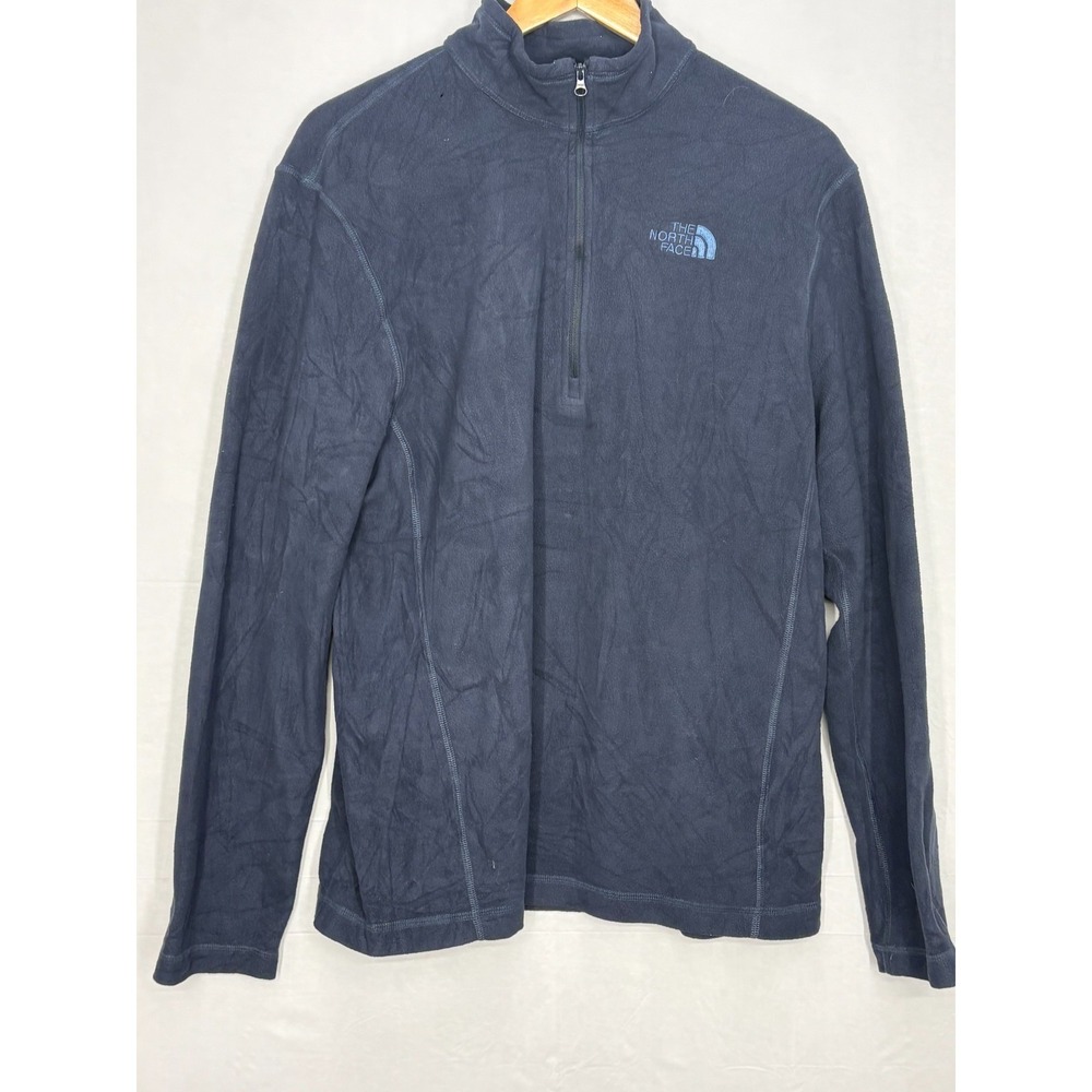 The North Face Sweatshirt Mens Navy Blue 1/4 Zip Fleece Pullover ASPEN Patch L